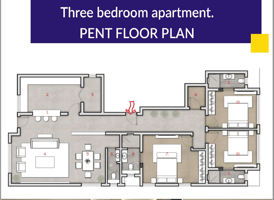 3 Bedroom Penthouse Floor Plan